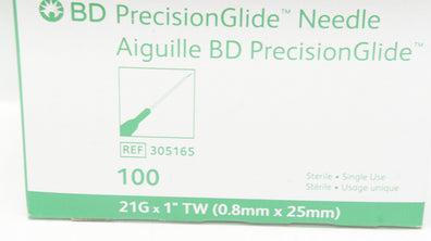 BD 305165 PrecisionGlide Ndle. 21 G x 1inch - Box of 100